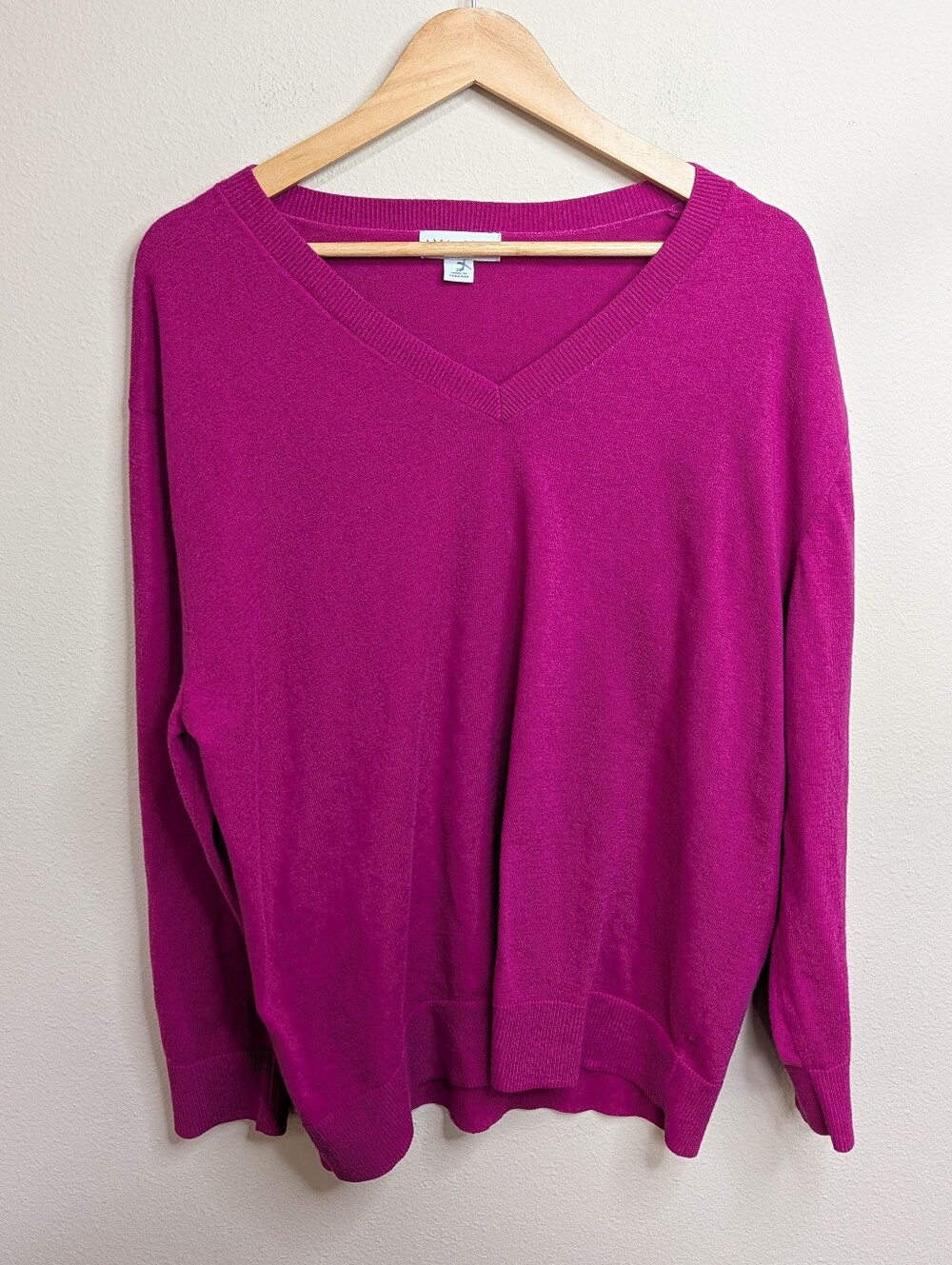 Ava & Viv Sweater 2X Magenta Fuchsia V-Neck Pullover Cotton‎ Blend Plus Size